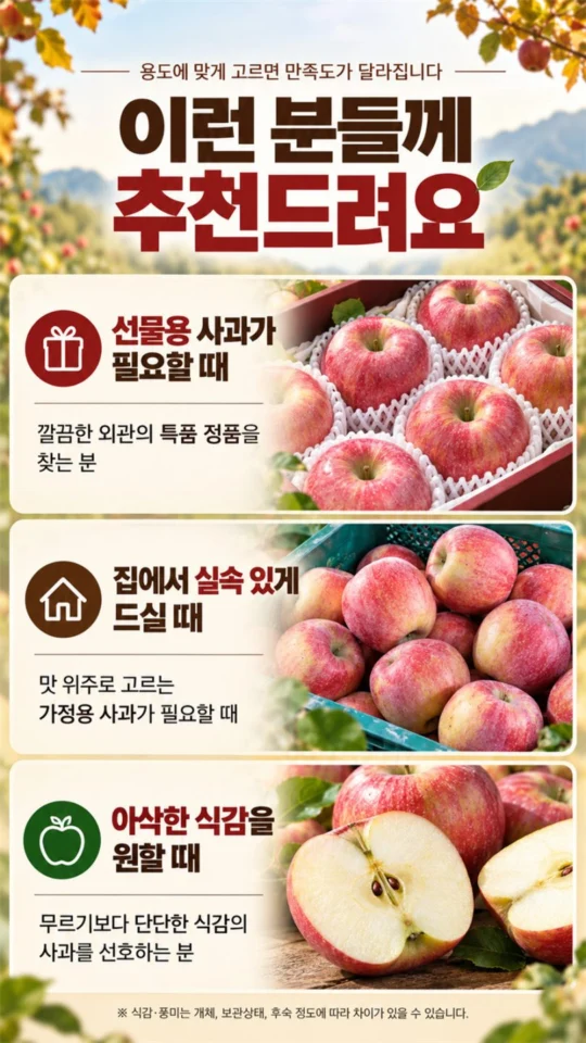 감홍사과 청송 문경사과 홍욱 고당도과일 부사 홍로 제철 선물세트 가을과일 안동
