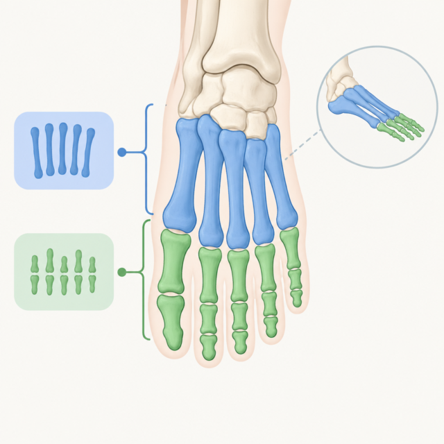 AI 생성 설명 이미지: 서초 한방병원 장덕 한방병원 | 발 통증 자료에서 중족골과 발가락뼈 구분하기